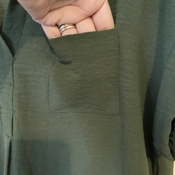 Olive Green Loose Fit short sleeve Midi T-Shirt Dress S/M espresso EUC POCKETS - Picture 6 of 7